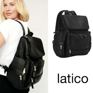 Latico Explorer Laptop Backpack Black Premium Leather